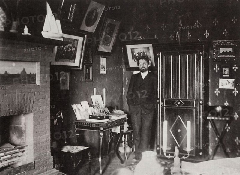Russian author Anton Chekhov in his studio, Yalta, Crimea, Russia, 1901. Artist: Leonid Sredin