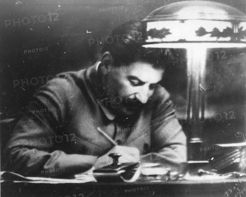 Soviet leader Josef Stalin in his Kremlin study, Moscow, USSR, 1935. Artist: Unknown