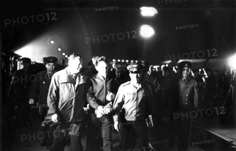Last steps of Russian cosmonaut Vladimir Komarov, Baikonur Cosmodrome, USSR, 23 April 1967. Artist: Unknown