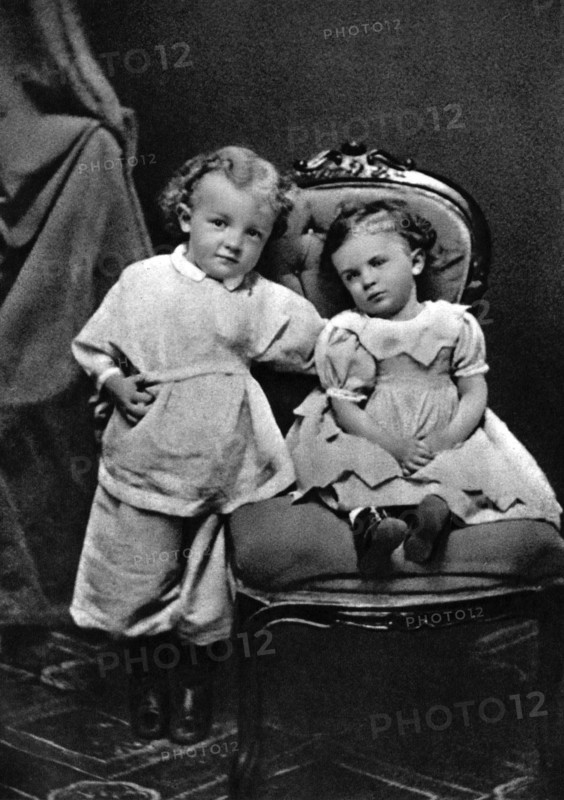 Vladimir Ilich Lenin, Russian Bolshevik revolutionary leader, aged 4, with his sister Olga, 1874. Artist: Unknown