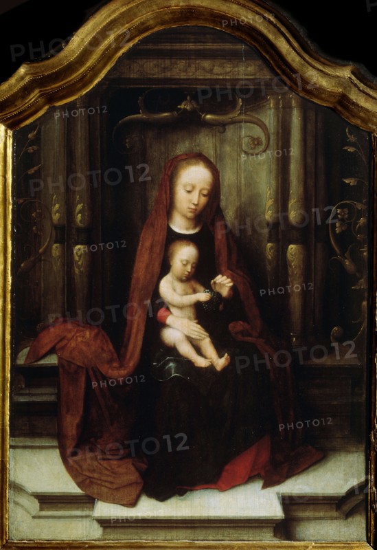 'The Virgin and Child Enthroned', 16th century. Artist: Adriaen Isenbrandt