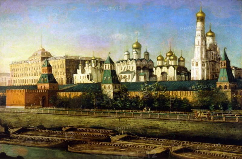 'View of the Moscow Kremlin', 19th century. Artist: Nikolai Podklyuchnikov
