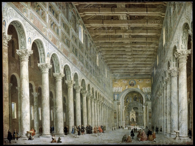 'Interior of the Basilica of St Paul Outside the Walls in Rome', c1750. Artist: Giovanni Paolo Panini