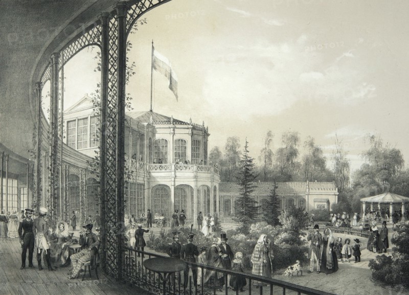 The Railway station in Pavlovsk, 1840-1850.  Creator: Meier, Johann Jakob (1787-1858).