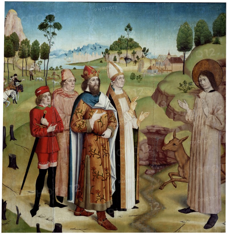 Saint Giles and King Wamba at the royal hunt', c1470-1480. Creator: German master.