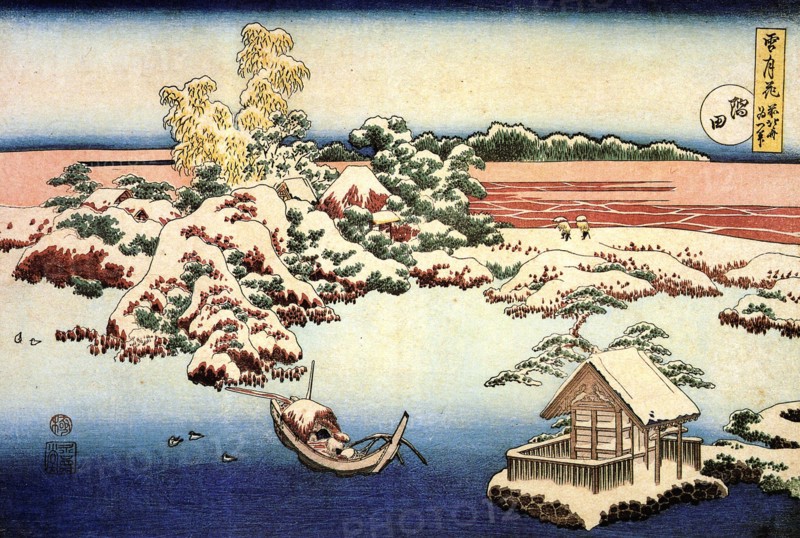 Snowscape by the Sumida River, c1832. Creator: Hokusai, Katsushika (1760-1849).