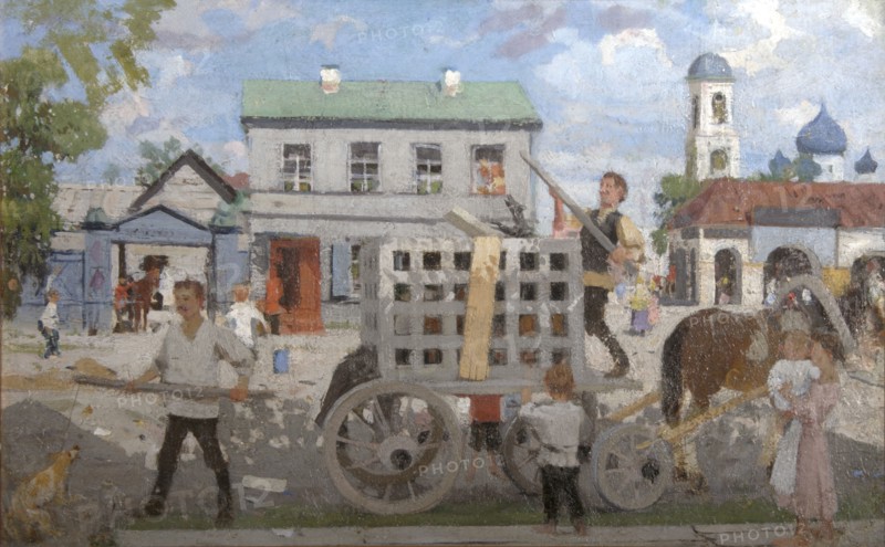 Dog catchers', 1920s. Creator: Kustodiev, Boris Michaylovich (1878-1927).