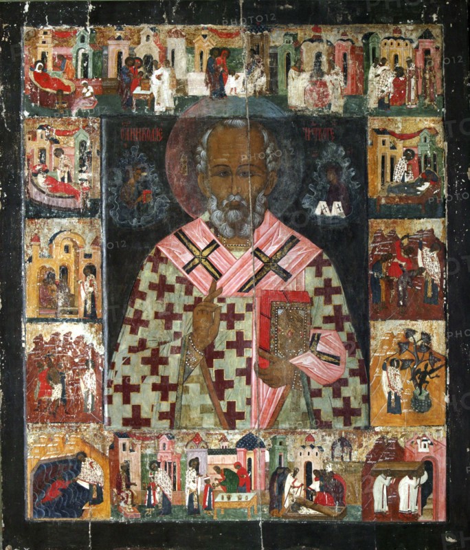 Saint Nicholas with Scenes from His Life, 16th century.  Creator: Russian icon.