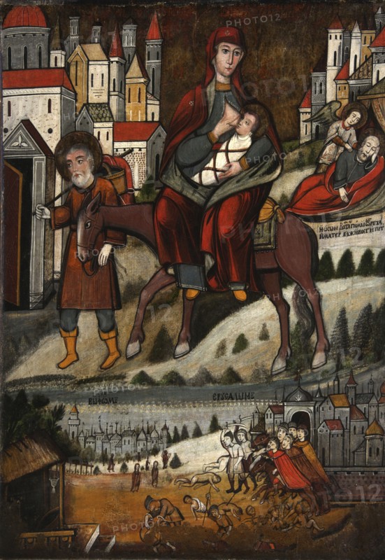 The Flight into Egypt', early 17th century. Creator: Russian icon.