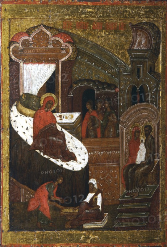 The Nativity of the Virgin, second half of the16th century. Creator: Russian icon.