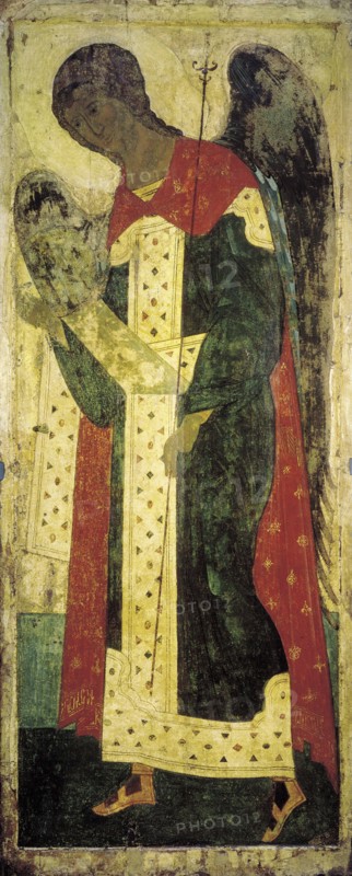 The Archangel Gabriel, 1408. Creator: Russian icon.