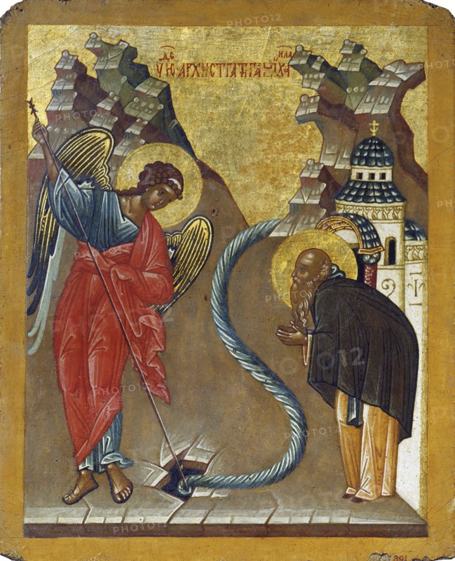The Miracle of the Archangel Michael at Chonae, late 15th century. Creator: Russian icon.