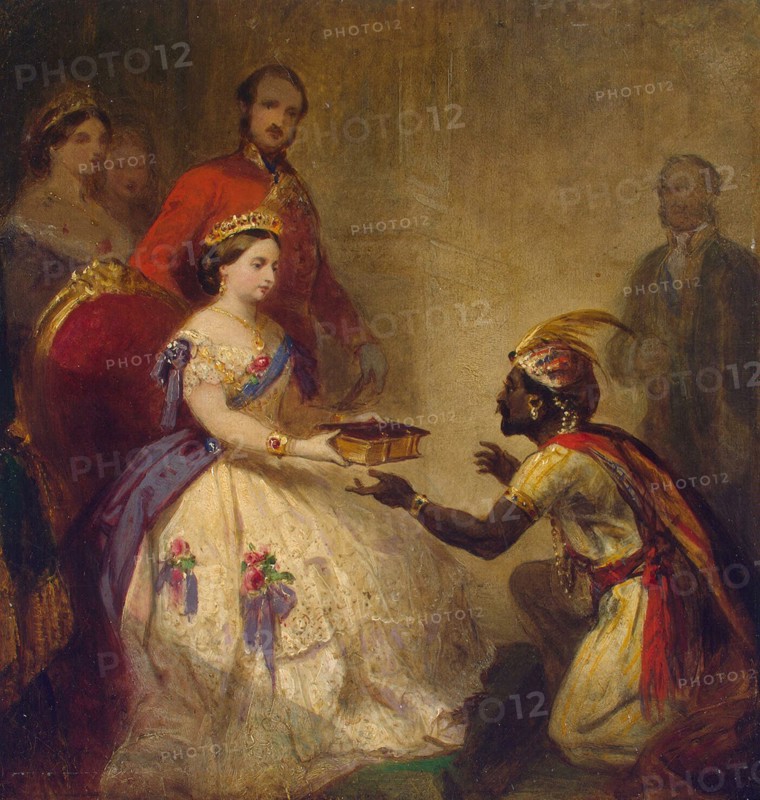 Queen Victoria Giving the Bible to an African Chief', 1861. Creator: Barker, Thomas Jones (1815-1882).