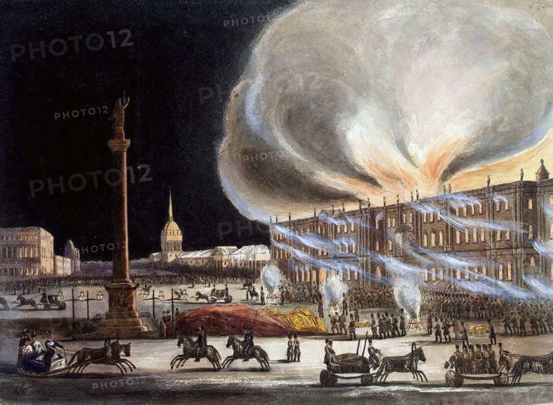 Fire in the Winter Palace in December 1837, (1838).  Creator: Green, Benjamin Richard (1808-1876).