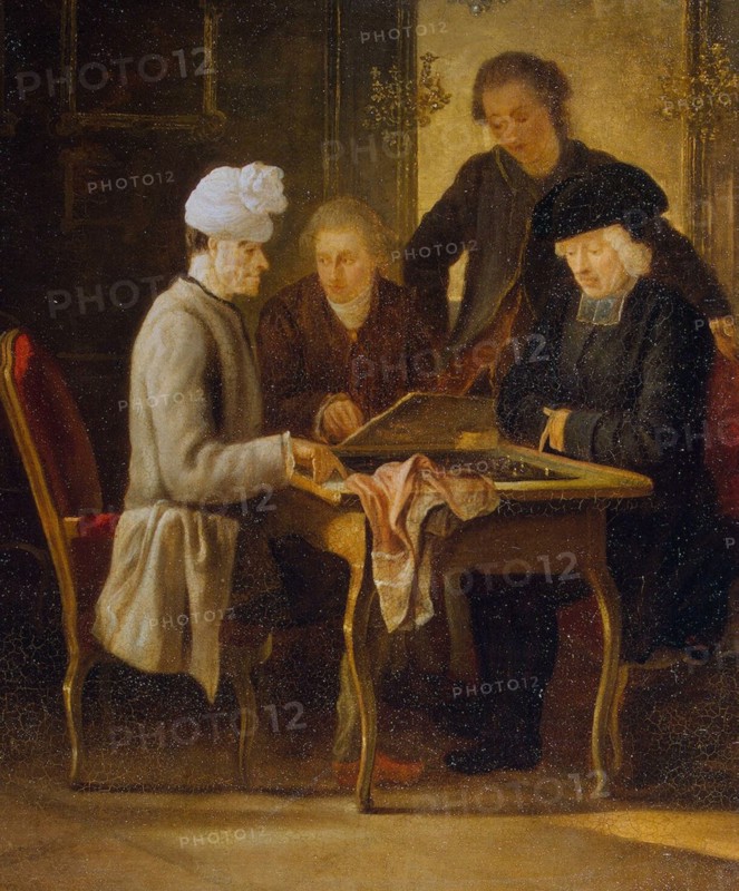 Voltaire at a Chess Table', between 1750 and 1775. Creator: Huber, Jean (1721-1786).