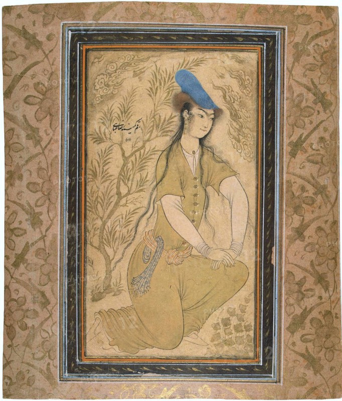 Girl in a Fur Hat, 1602.  Creator: Riza-i Abbasi (ca. 1565-1635).