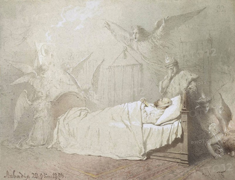 Alexander III on his Deathbed Surrounded by Angels, 1895.  Creator: Zichy, Mihály (1827-1906).