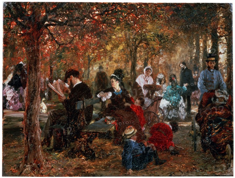 'In the Jardin de Luxembourg (A reminiscence of the Jardin de Luxembourg)', 1876.  Artist: Adolph Menzel
