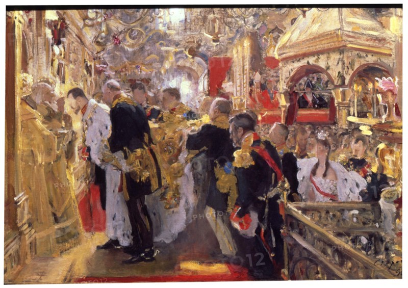 'The Coronation of Emperor Nicholas II in the Assumption Cathedral', 1896. Artist: Valentin Serov