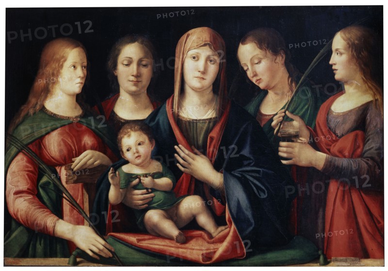 'Madonna and Child with Mary Magdalen, Saint Catherine and two Saints', 1504. Artist: Alvise Vivarini