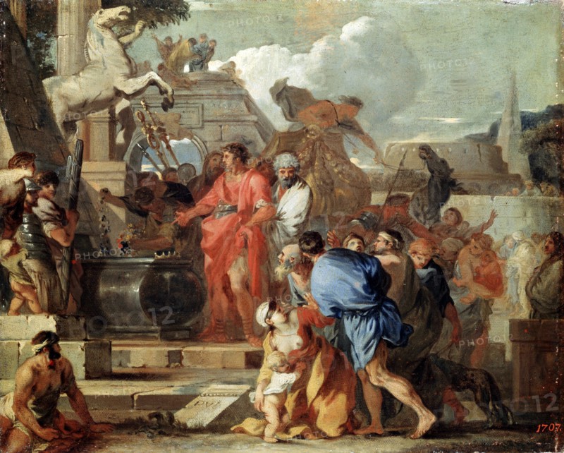 'Augustus before the Tomb of Alexander the Great', 17th century.  Artist: Sébastien Bourdon