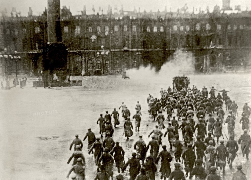 Storming the Winter Palace on 25th October, 1917 (From the Film "October" 1927).