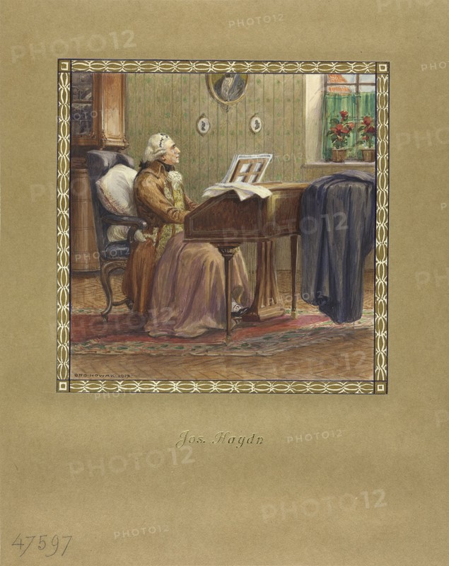 Joseph Haydn at the grand piano, 1917. Artist: Nowak, Otto Robert (1874-1945)