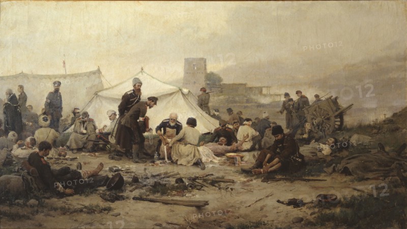 Dressing station, 1893. Artist: Vladimirov, Ivan Alexeyevich (1869-1947)