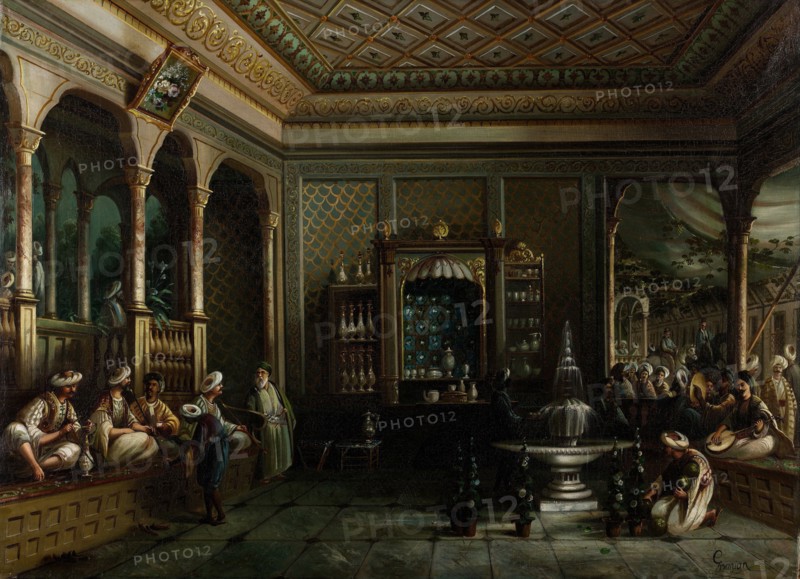 Coffee House in Tophane, Second Half of the 19th cen.. Artist: Jivanian, Megerdich (1848-1906)