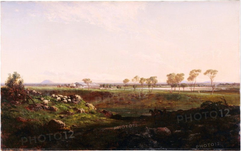 Mount Fyans woolshed (The woolshed near Camperdown), 1869. Artist: Buvelot, Louis (1814-1888)