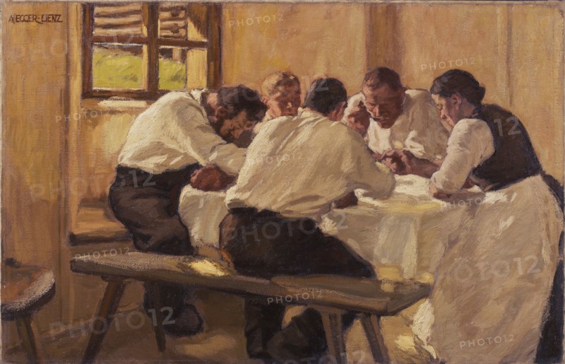 Lunch (The Soup, Version II), 1910. Artist: Egger-Lienz, Albin (1868-1926)