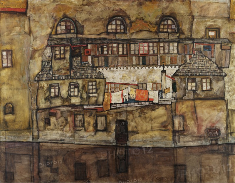 House Wall on the River, 1915. Artist: Schiele, Egon (1890?1918)