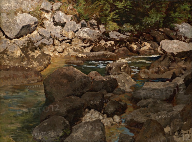 Mountain Stream with Boulders, 1888-1889. Artist: Schuch, Carl (1846-1903)