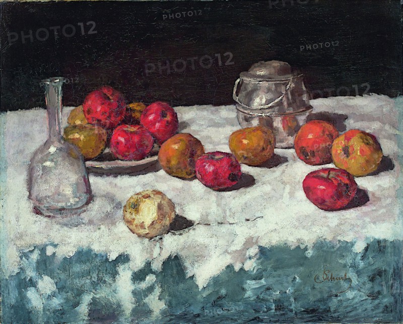 Still life with apples, 1889. Artist: Schuch, Carl (1846-1903)