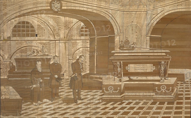 Emperor Nicholas I at the coffin of Emperor Francis I of Austria, ca 1835. Artist: Anonymous