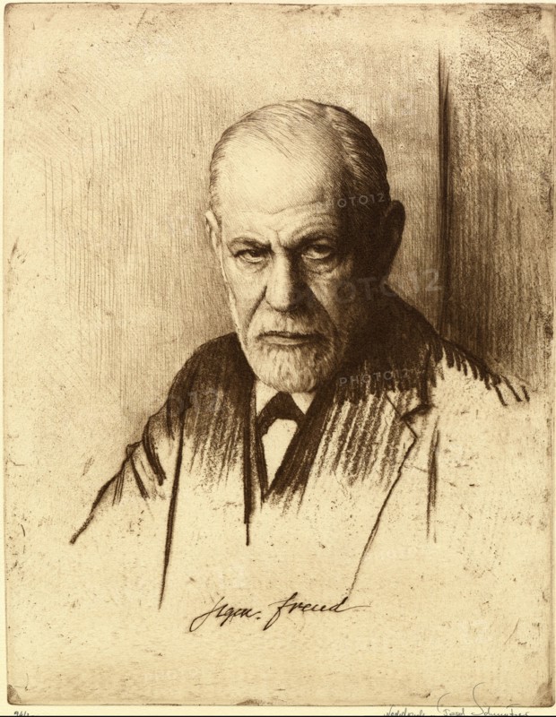 Portrait of Sigmund Freud (1856-1939), 1926. Artist: Schmutzer, Ferdinand (1870-1928)