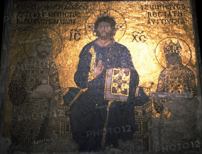 Christ Pantocrator between Emperor Constantine IX Monomachus and the Empress Zoe, ca 1020. Artist: Byzantine Master