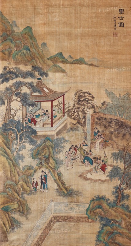 Studying scholars in a garden (Hanging scroll). Artist: Chinese Master