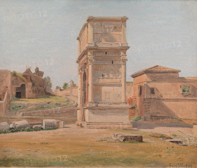 The Arch of Titus in Rome, 1839. Artist: Hansen, Constantin (1804-1880)