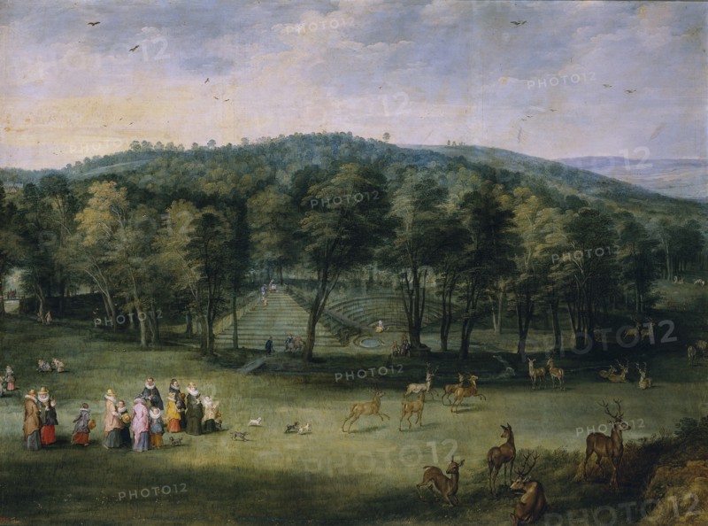 Infanta Isabella Clara Eugenia of Spain in the Parc de Mariemont, First third of 17th cen.. Artist: Brueghel, Jan, the Elder (1568-1625)