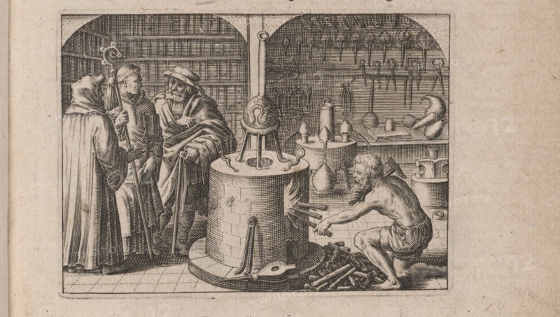 Illustration for Tripvs avrevs, hoc est, Tres tractatvs chymici selectissimi.., 1618. Artist: Bry, Theodor de (1528-1598)