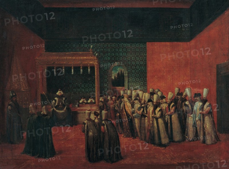 Sultan Ahmed III Receiving a European Ambassador, 1720s. Artist: Vanmour (Van Mour), Jean-Baptiste (1671-1737)