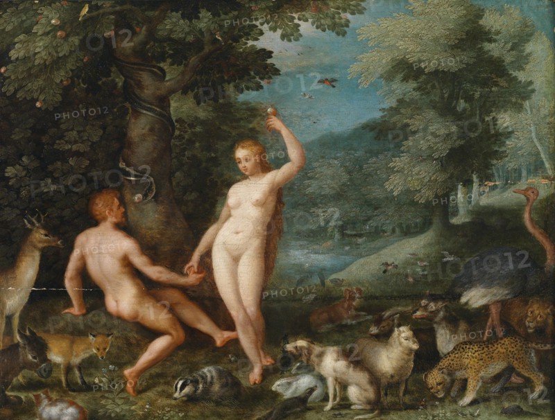 Paradise Landscape with Eve Tempting Adam. Artist: Brueghel, Jan, the Younger (1601-1678)