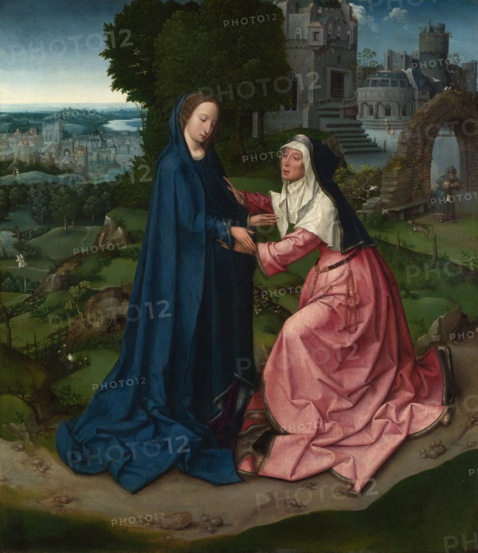 The Visitation of the Virgin to Saint Elizabeth. Panel from an Altarpiece, ca 1515. Artist: Master of 1518, (Workshop)