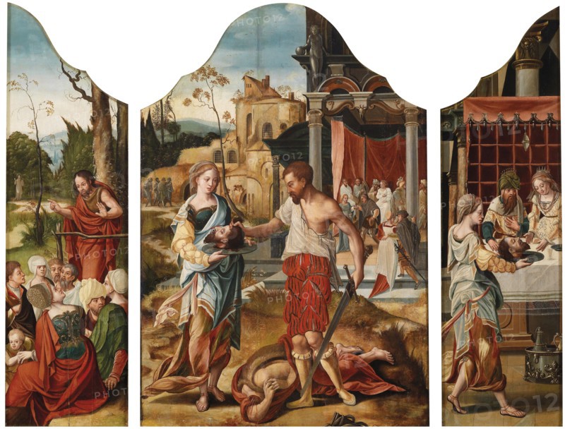 Triptych with scenes from the life of Saint John the Baptist, ca 1530. Artist: Master of the Gent Adultress (active c. 1530)