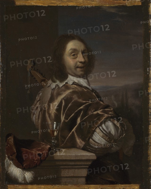Self Portrait with a Cittern, 1674. Artist: Mieris, Frans van, the Elder (1635-1681)