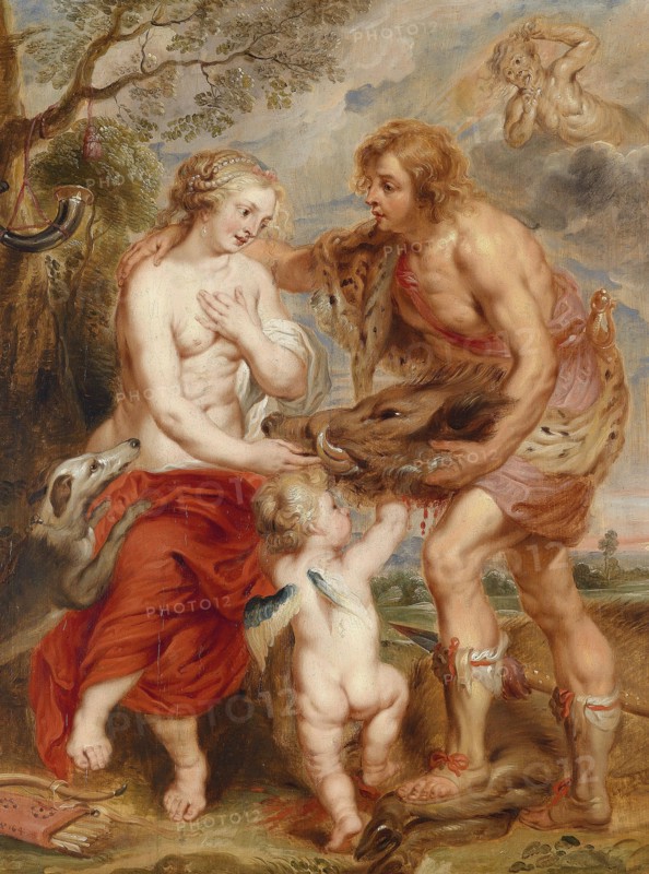 Meleager offering the Calydon boar's head to Atalanta. Artist: Rubens, Pieter Paul (1577-1640)