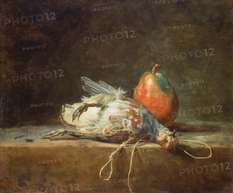Still Life with Partridge and Pear, 1748. Artist: Chardin, Jean-Baptiste Siméon (1699-1779)