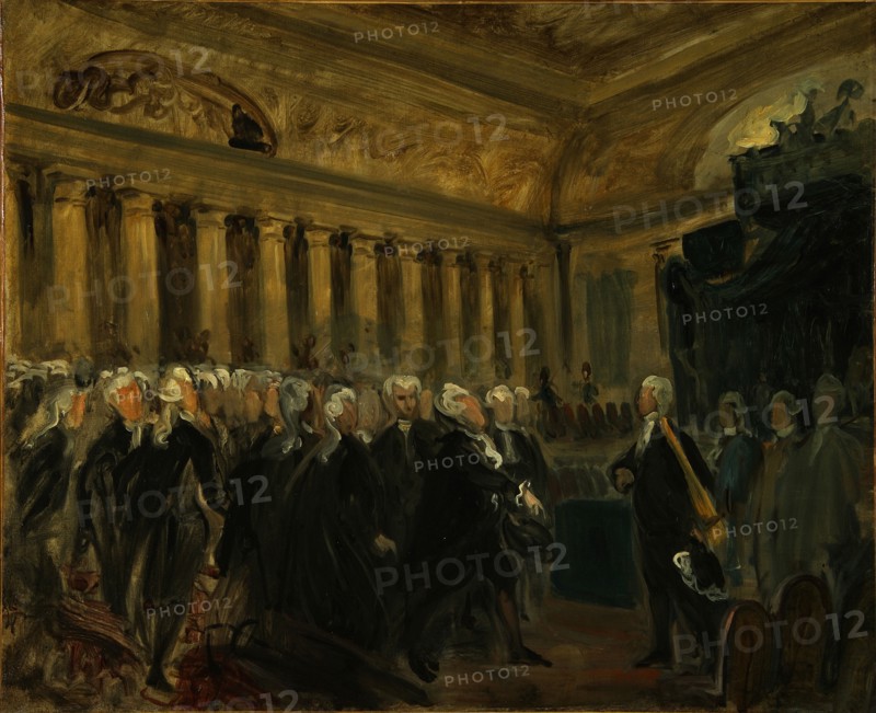 Mirabeau Confronts the Marquis de Dreux-Brézé (Sketch), 1831. Artist: Delacroix, Eugène (1798-1863)