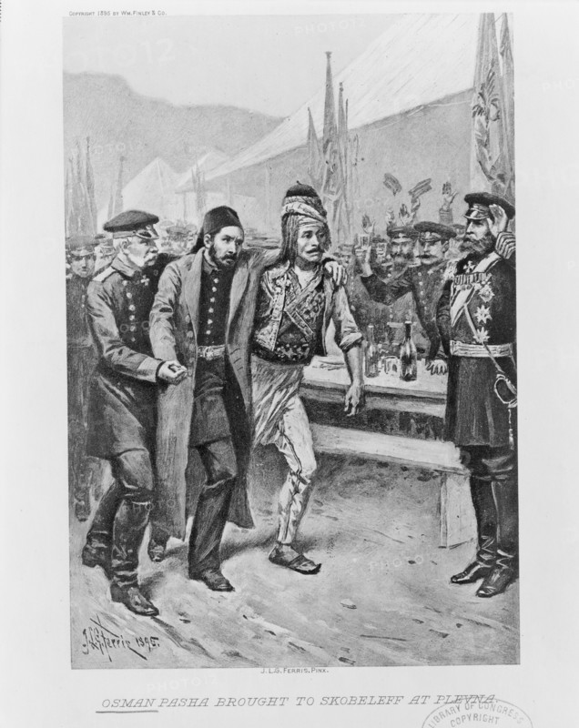 Osman Pasha brought to Skobelev at Plevna, c. 1895. Artist: Ferris, Jean Leon Gerome (1863-1930)